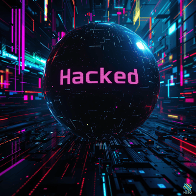Hacked Sphere in Neon Cyberpunk City
