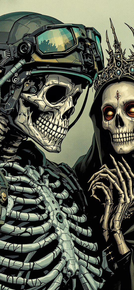 Cyborg Skeleton and Crowned Reaper