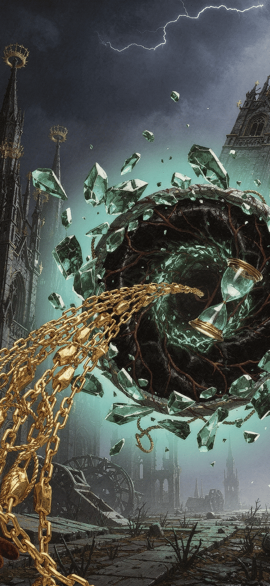 Red Glove Shatters Emerald Crystal Vortex