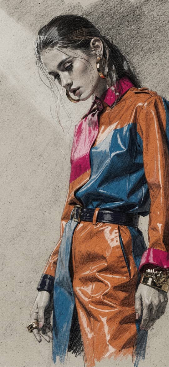 Woman in Color Block Shirt and Pants