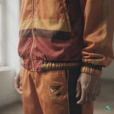 Striped Orange Velour Adidas Tracksuit