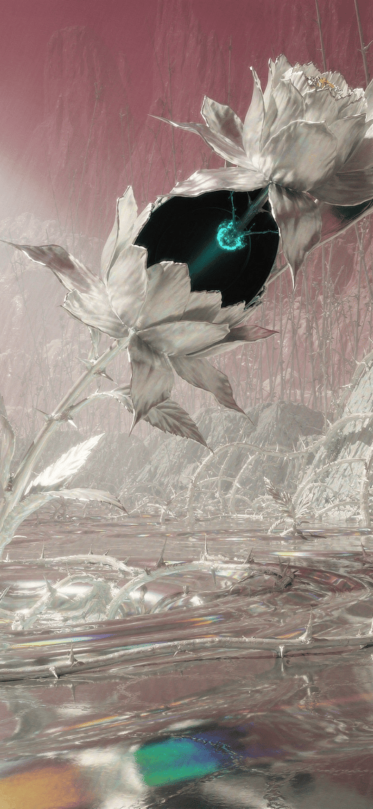 Silver Flower Opening onto a Dark Void