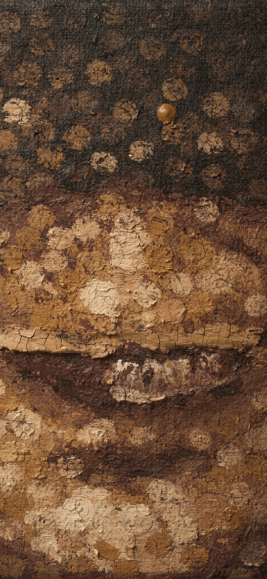 Close-Up Smile Painted in Gold and Brown Dots