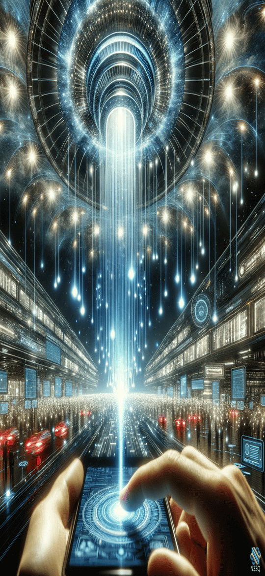 Hands Controlling Hologram in Futuristic Space Station