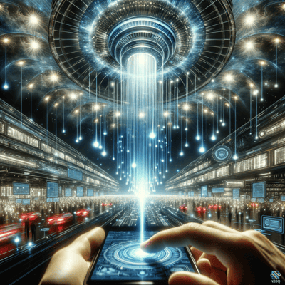 Hands Controlling Hologram in Futuristic Space Station