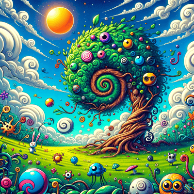 Spiral Tree with Colorful Orbs