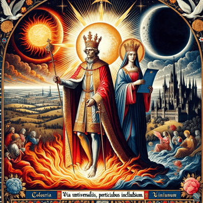 Crowned King and Queen Amid Flames