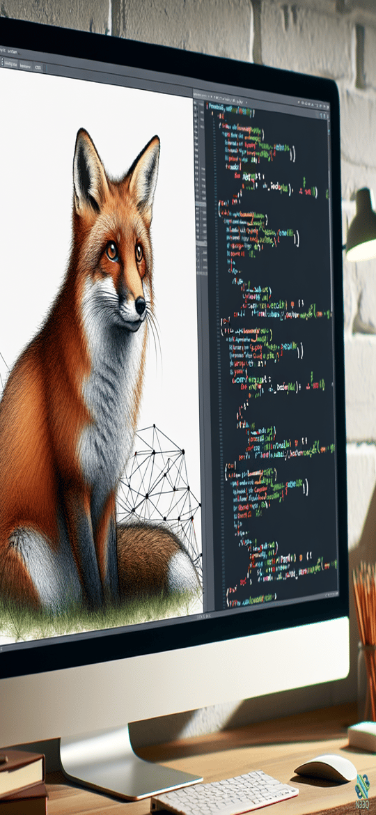 Red Fox Illustration Beside Programming Code