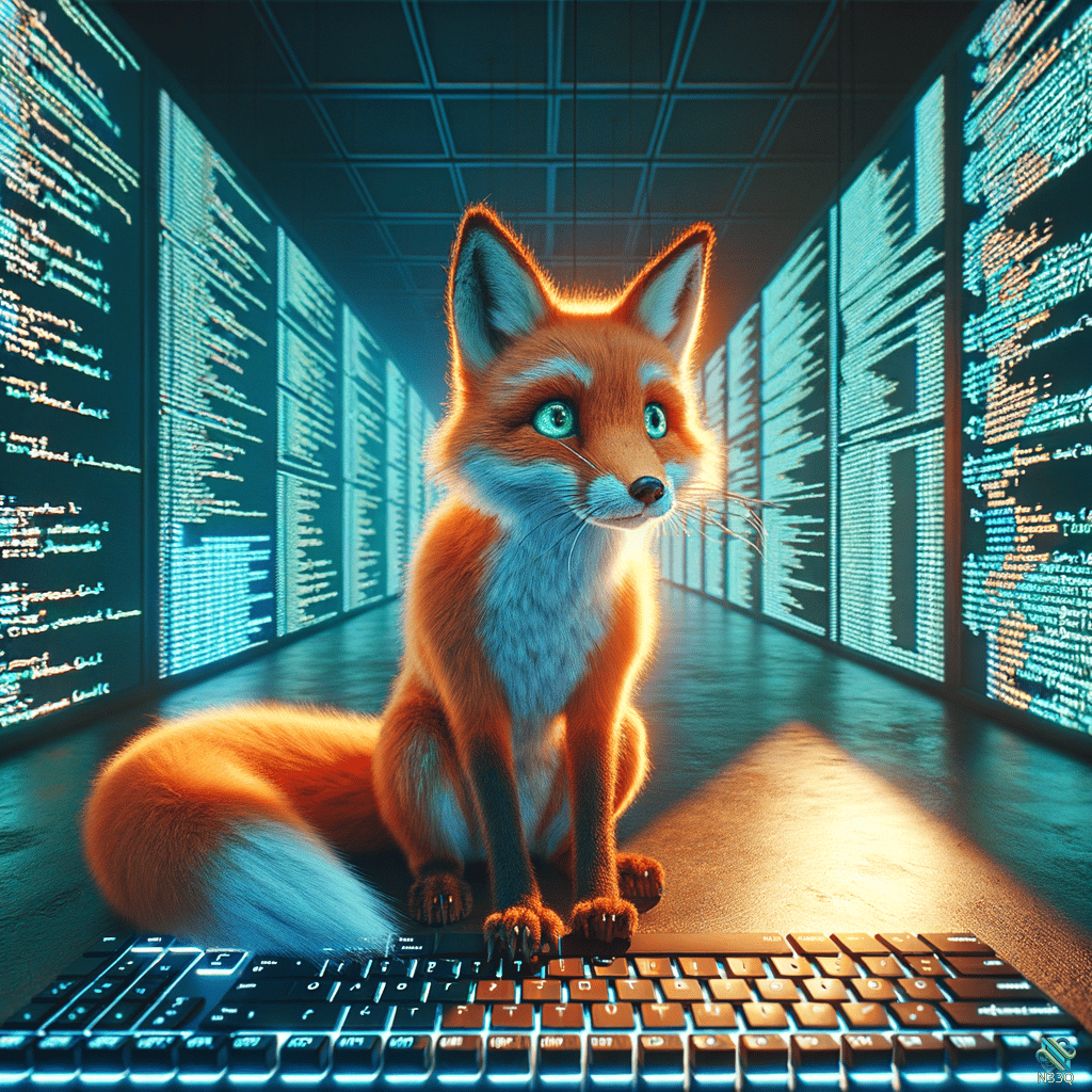Red Fox on Keyboard in Server Corridor