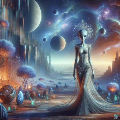Alien Queen in Cosmic Landscape