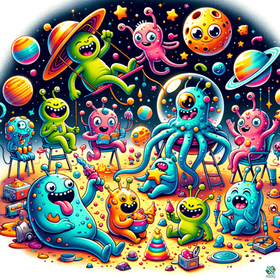 Cute Aliens Playing at Cosmic Playground