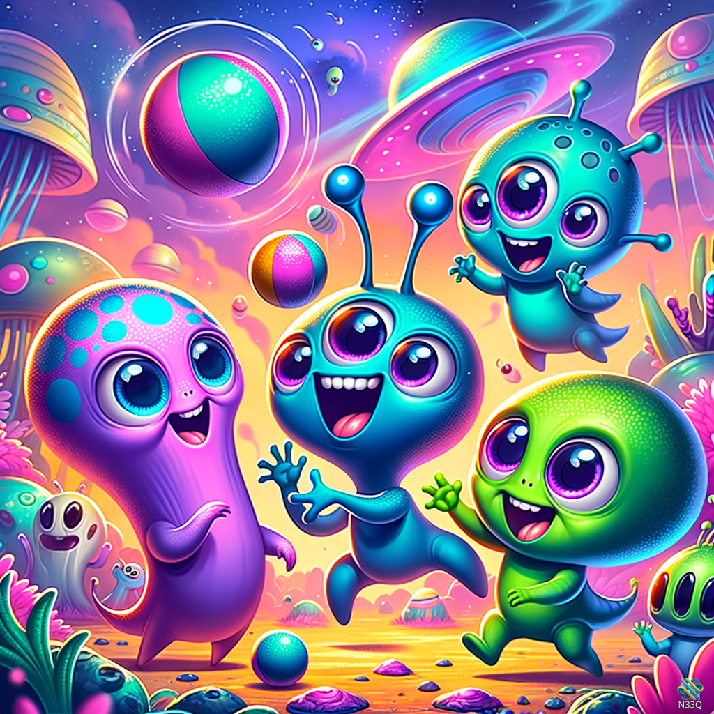 Joyful Aliens Dancing on Alien Planet