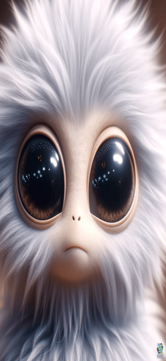 Fluffy White Creature with Big Eyes