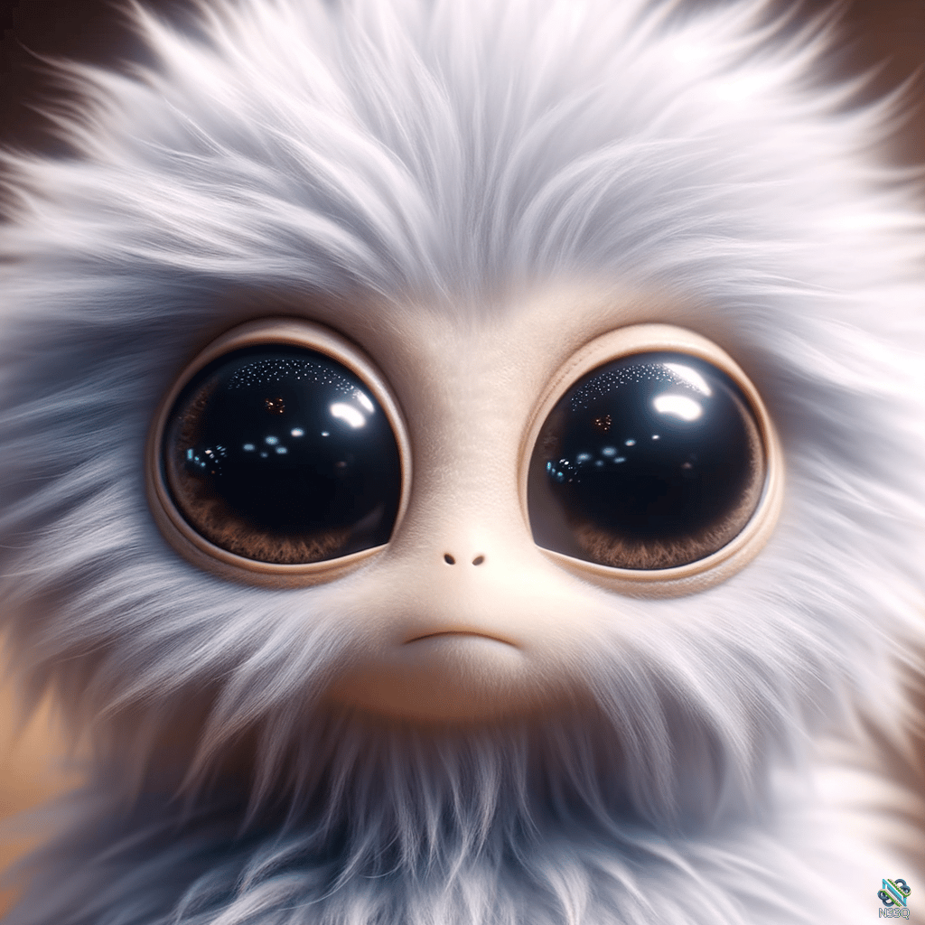 Fluffy White Creature with Big Eyes