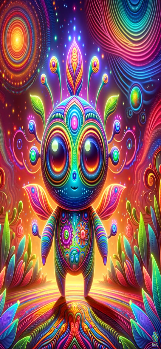 Vibrant Alien Creature in Neon Cosmos