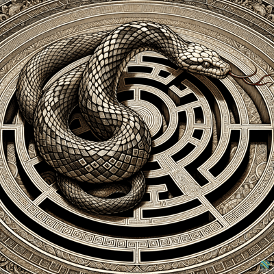 Serpent Coiled in Circular Maze