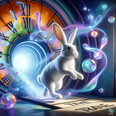 White Rabbit Leaping Through Time Portal