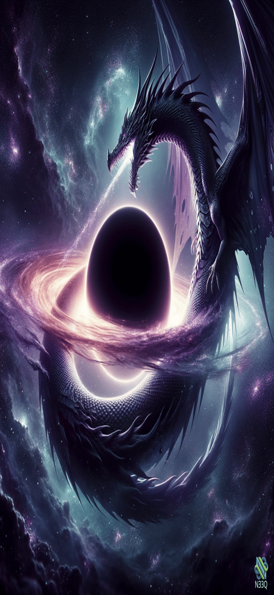 Dragon Coiled Around Ringed Black Hole