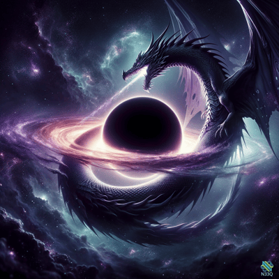 Dragon Coiled Around Ringed Black Hole