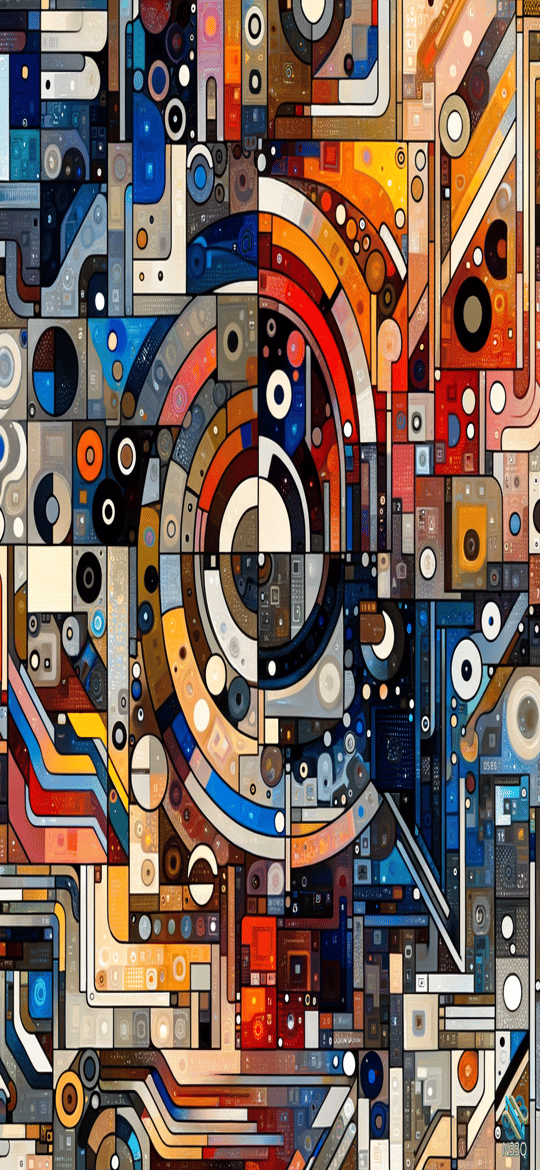 Concentric Circles Geometric Abstract Mosaic