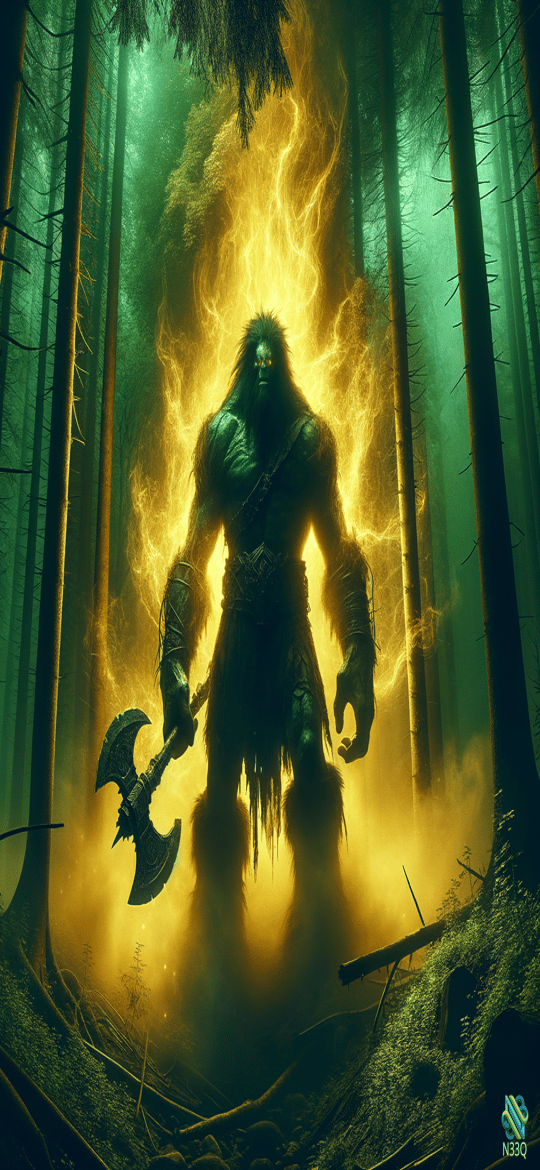 Fiery Troll Warrior in Misty Forest