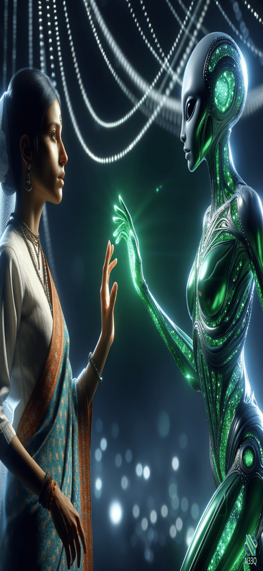 Indian Woman Facing Green Android