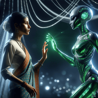 Indian Woman Facing Green Android