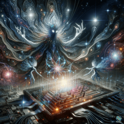 Celestial Entity Over Cosmic City Maze