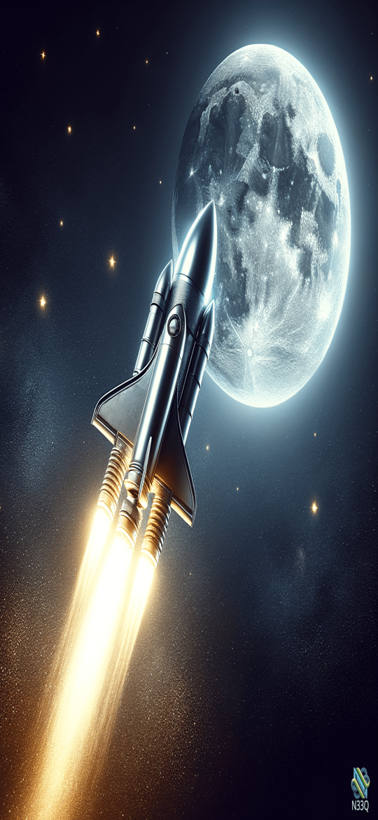 Space Shuttle Launching Toward the Moon
