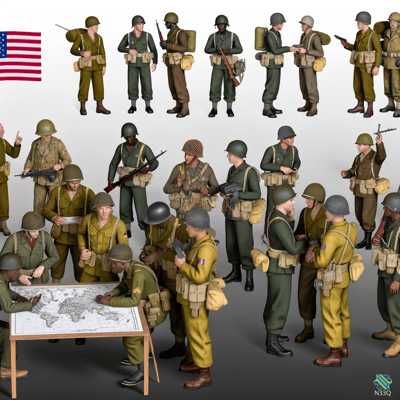 WWII Soldiers Planning Around Map Table