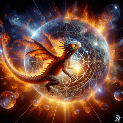 Fiery Dragon and Sacred Geometry Orb
