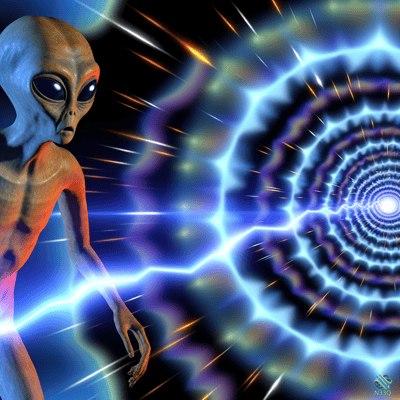 Gray Alien by Swirling Cosmic Portal