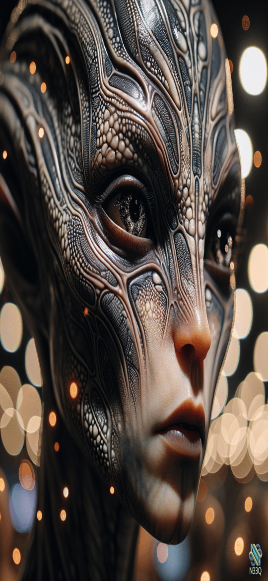Close-up of Biomechanical Alien Face