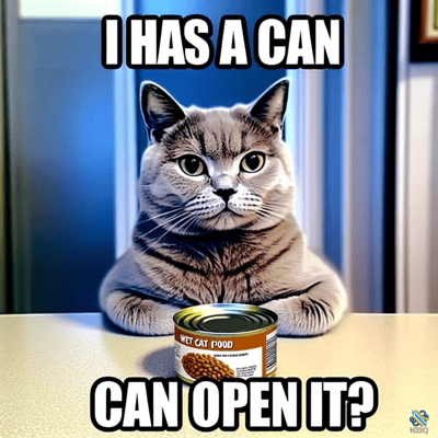 Gray Cat Wants Food Can Opened