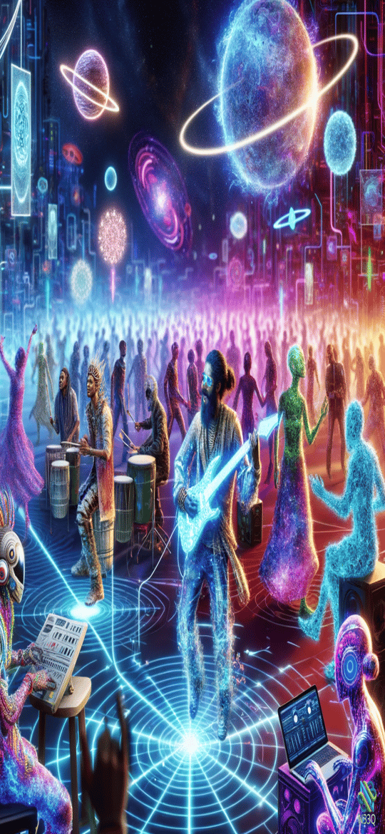Cosmic Musicians Performing at Neon Galaxy Party