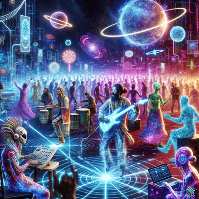 Cosmic Musicians Performing at Neon Galaxy Party