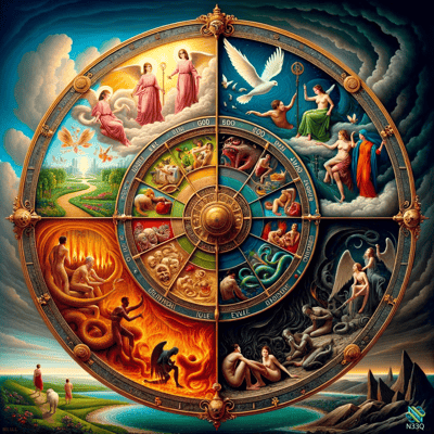 Ornate Wheel of Heaven and Hell