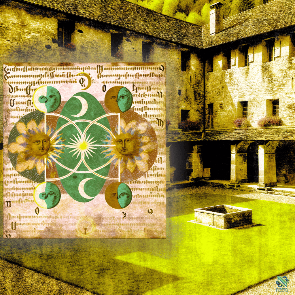 Alchemical Diagram Over Stone Courtyard