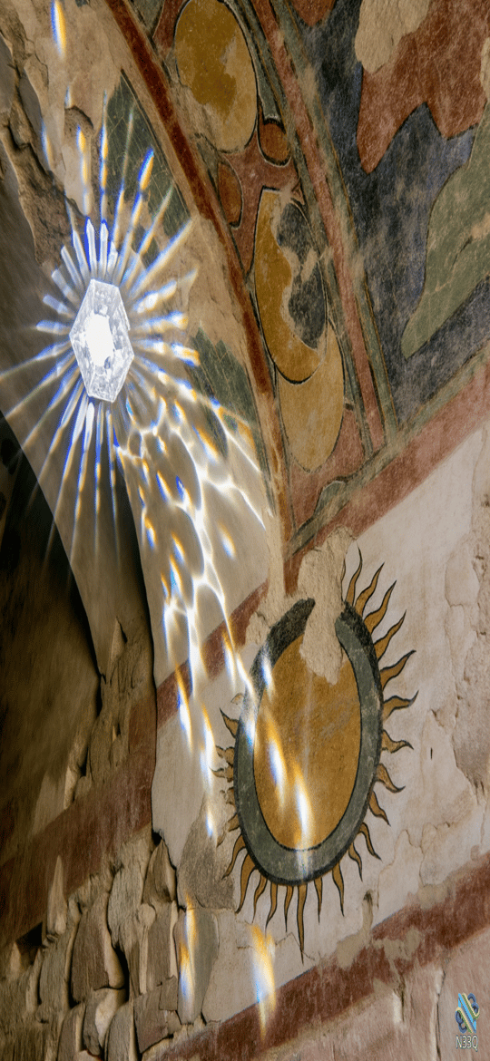Crystal Light in Ancient Fresco Ruins