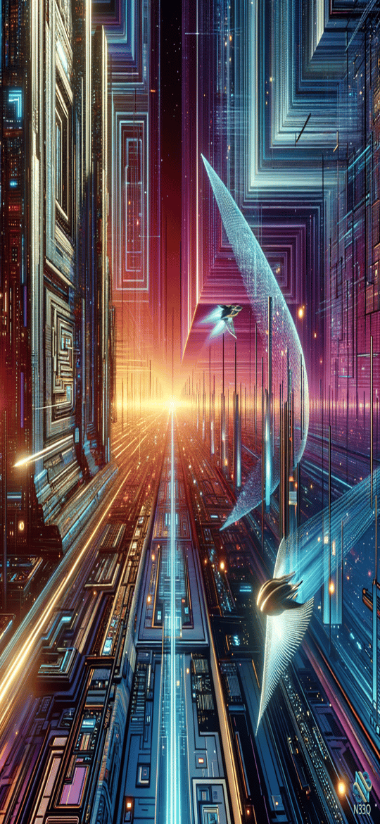 Neon Cyberpunk City with Flying Ships