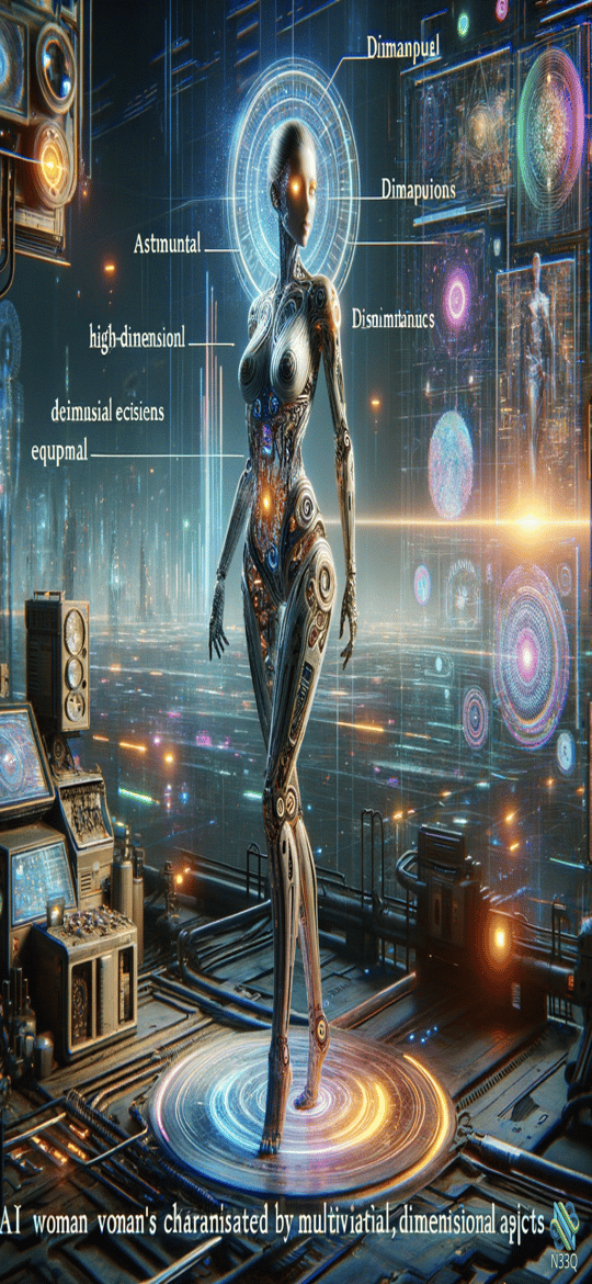 Female Cyborg in Neon Digital Lab