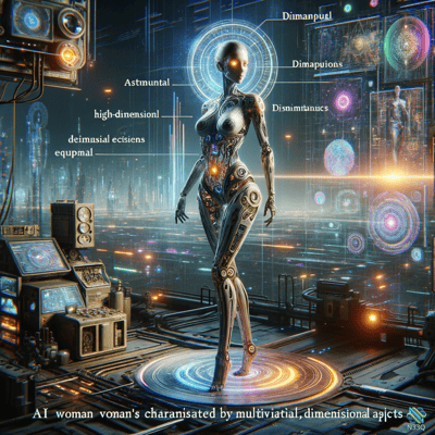 Female Cyborg in Neon Digital Lab