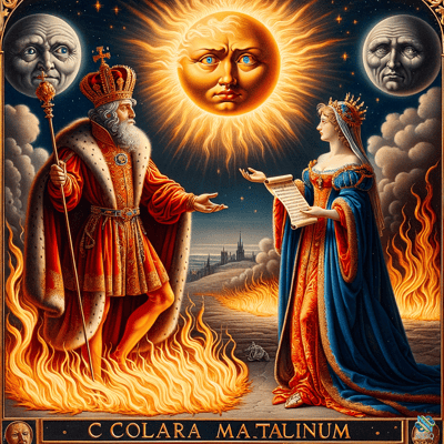 King and Queen Amid Celestial Flames