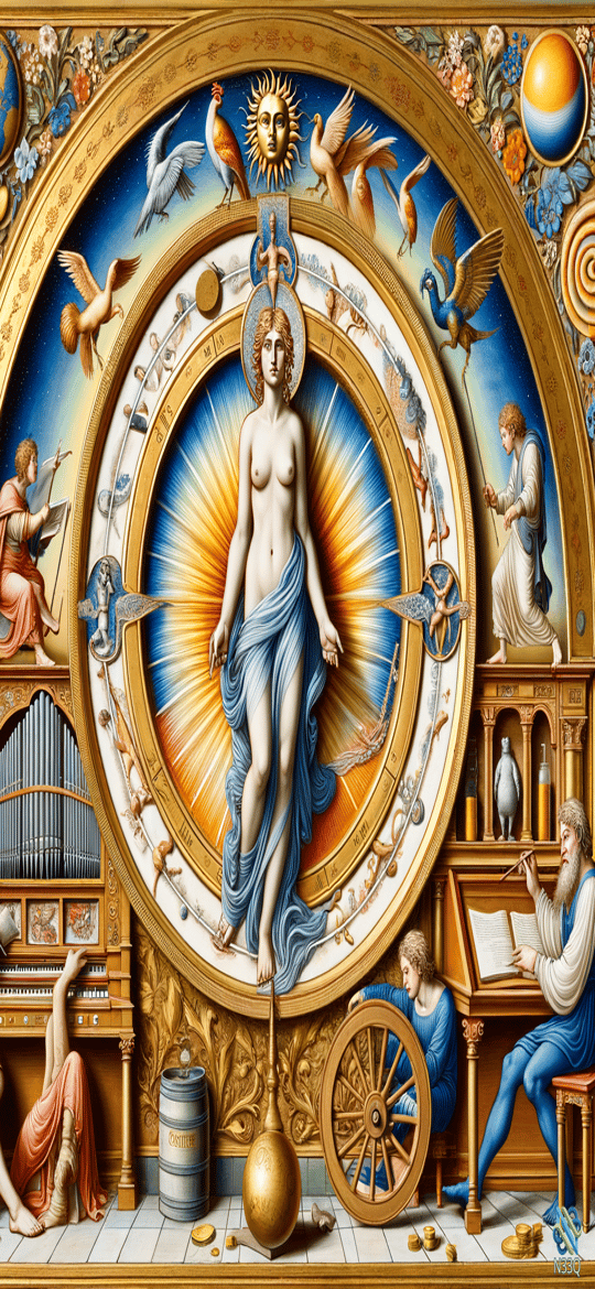 Nude Goddess in Radiant Celestial Wheel