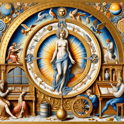 Nude Goddess in Radiant Celestial Wheel