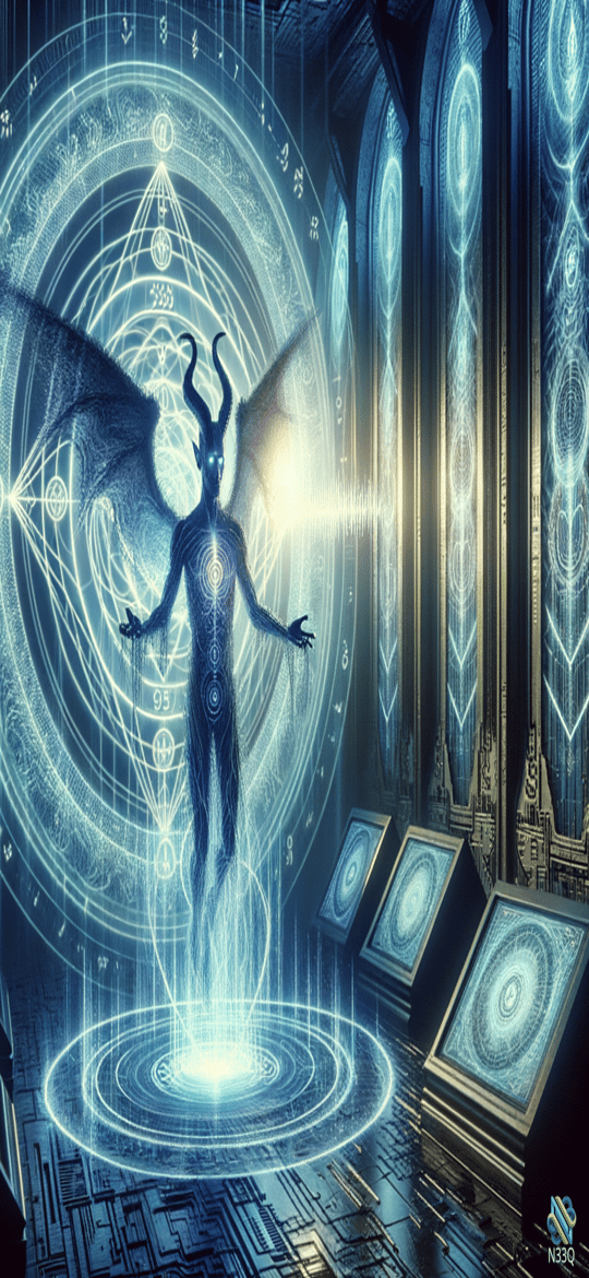 Winged Demon in Blue Sigil Chamber