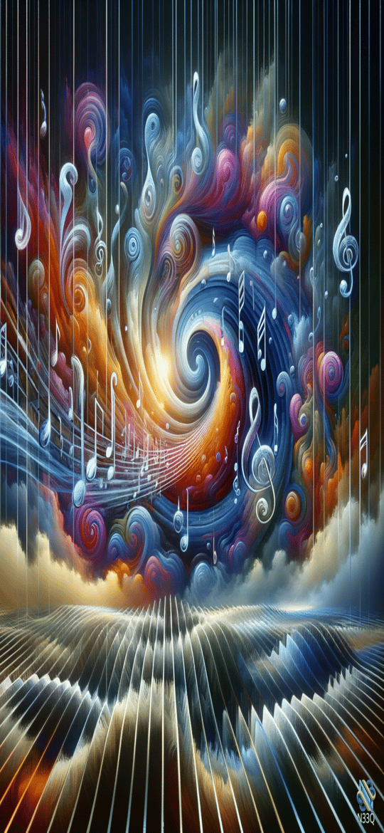 Swirling Musical Notes Vortex in Color
