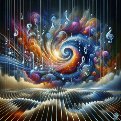 Swirling Musical Notes Vortex in Color