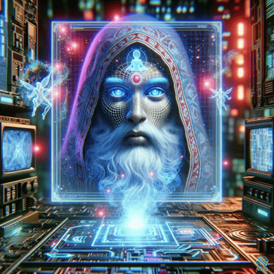 Neon Cyberpunk Mystic in Digital Frame