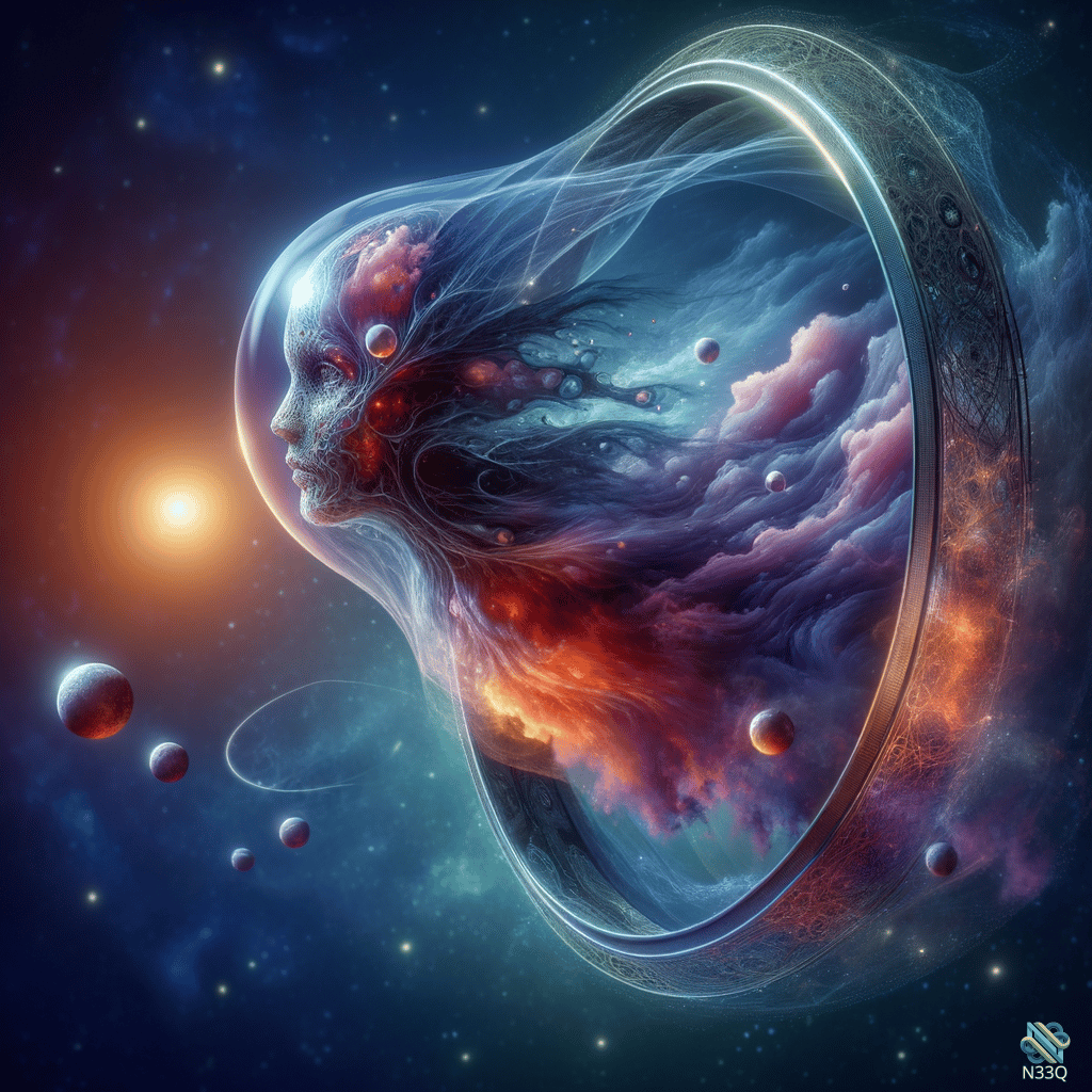 Woman's Face in Cosmic Portal Ring